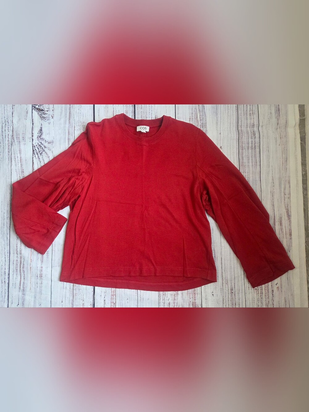 COS Crewneck Long Sleeve Tee Shirt T Medium Red EUC